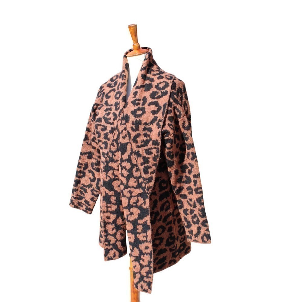 Time and Tru Leopard Print Chunky Long Cardigan Sweater Size Large 12-14 - Picture 4 of 7